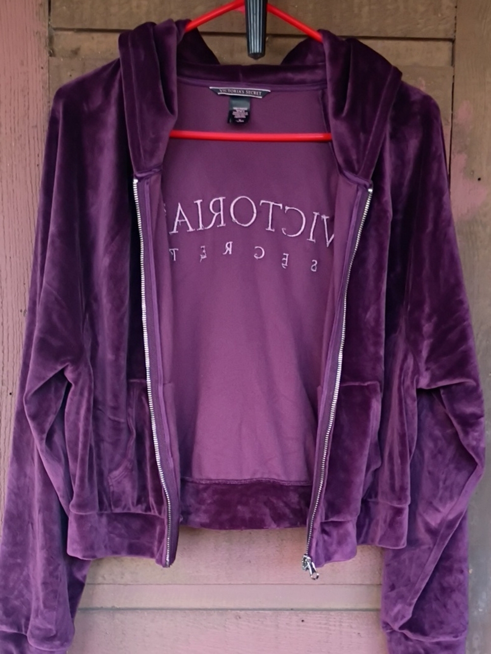 Victoria's Secret Plum Velour Zip Hoodie